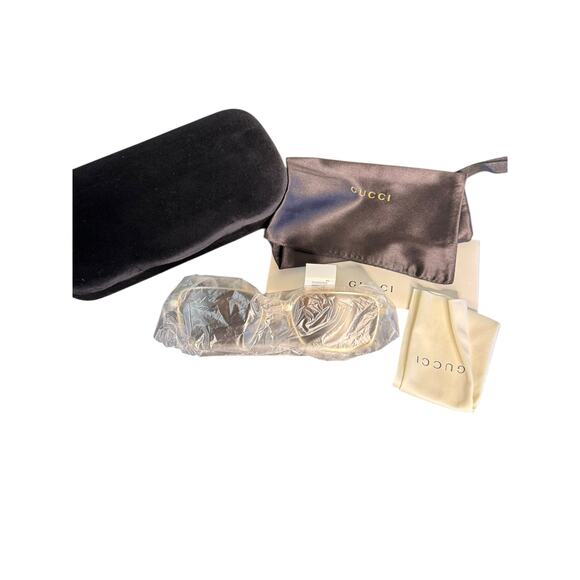 Gucci NWT GG1495S Running Web Rectangular Sunglasses in Gold - Picture 2 of 13